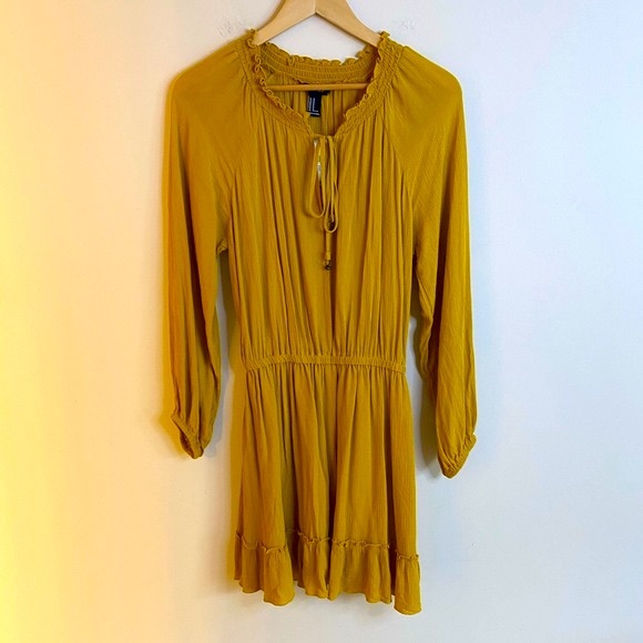 Forever 21 Dresses & Skirts - Forever 21 Mustard Yellow Long Sleeve Flowy Dress